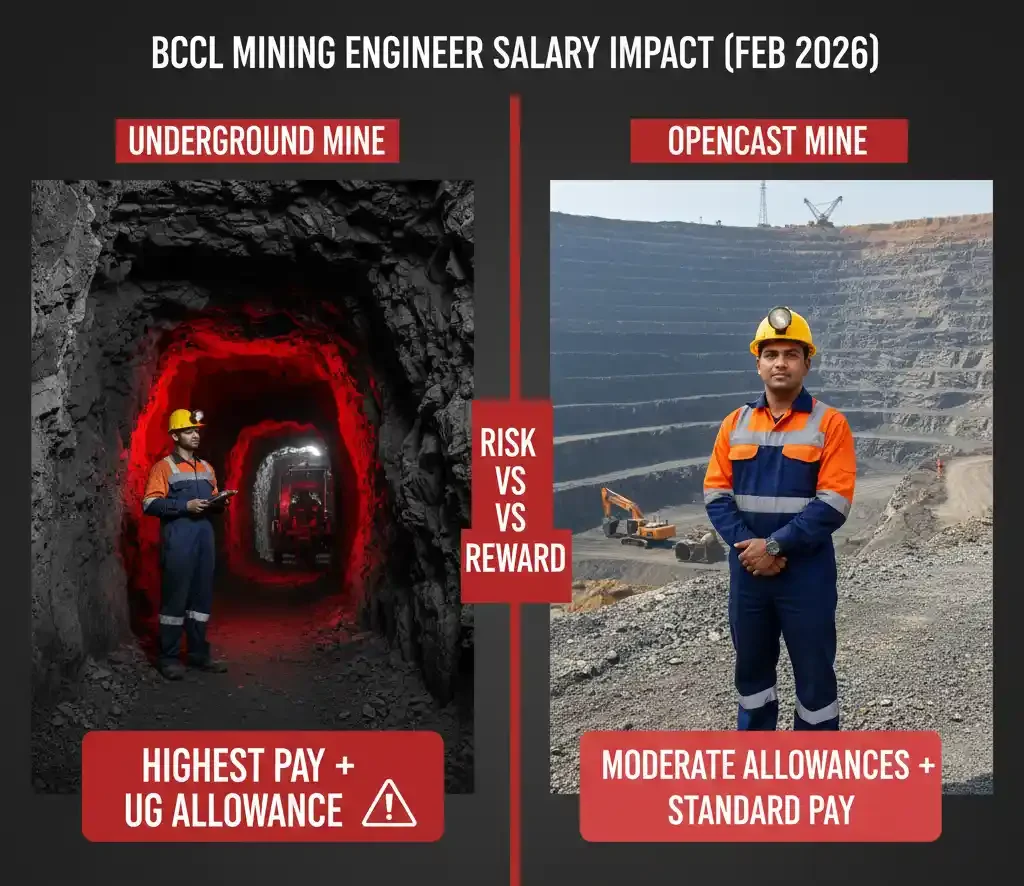 BCCL Mining Engineer Salary Per Month - Underground vs Opencast